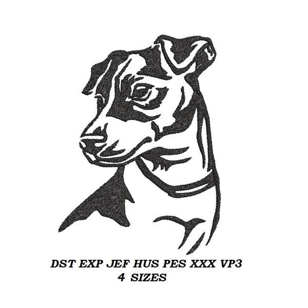 Jack Russell Hund Embroidery Design - 4 Größen - Stickmuster, sofortiger Download Design, digitale Datei