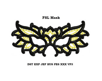 Machine embroidery design - Masquerade Mask embroidery Instant download, lace mask #10