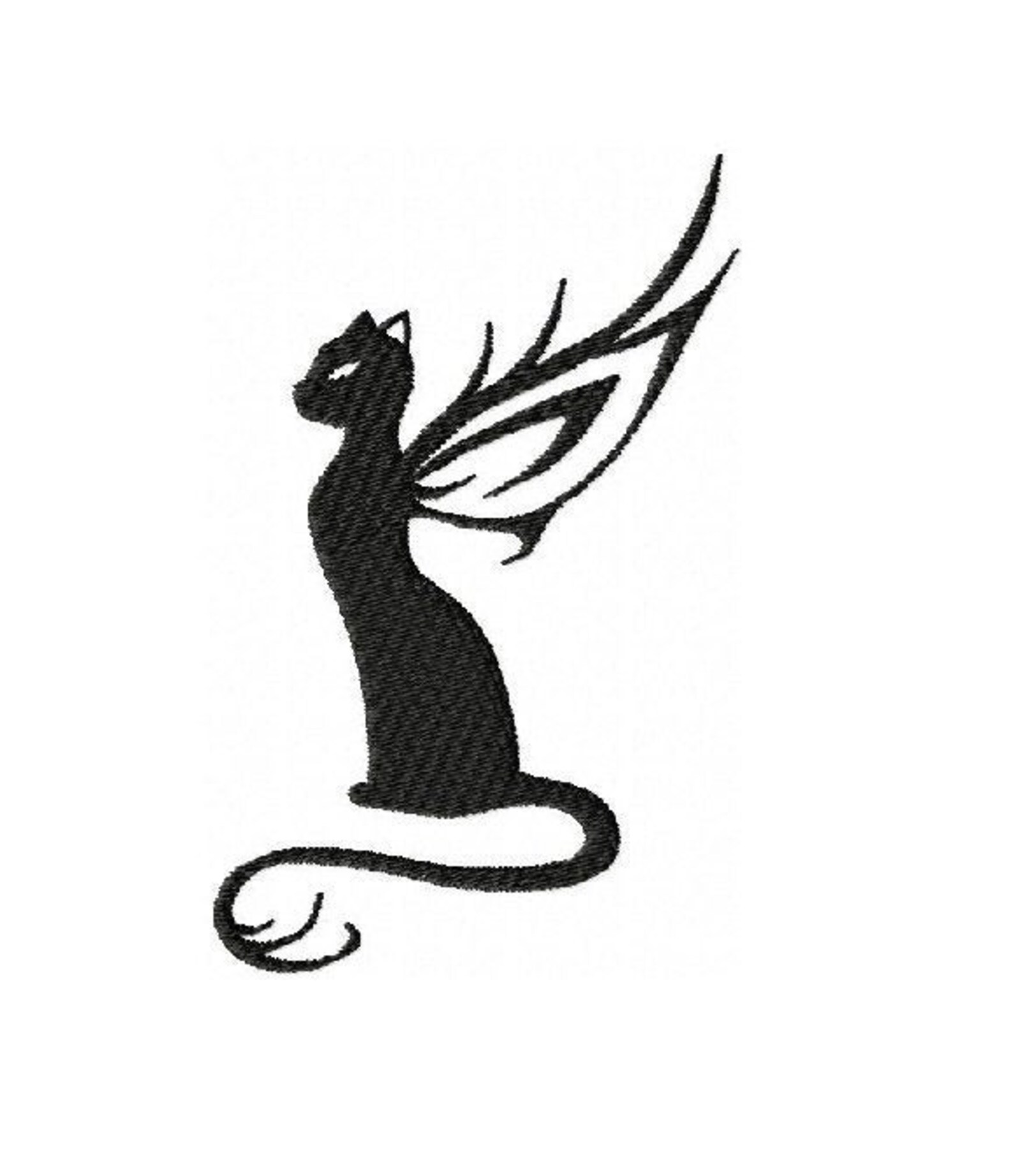 Cat With Wings Embroidery Cat With Wings Embroidery