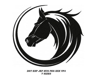 Horse Embroidery Design - 7 sizes - Horse lover contour stitch embroidery pattern, digital file