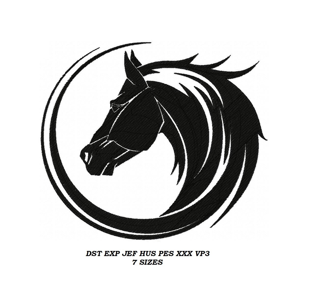 馬の刺繍デザイン - 7 サイズ - 馬好きの輪郭ステッチ刺繍パターン