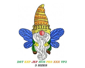 Gnome Machine embroidery design5 - 3 SIZES - Kids Honey Gnome embroidery Instant downloadable file Bee kind