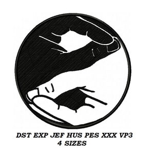 Yin Yang Hands Machine Embroidery Design -4 sizes - embroidery Instant download, digital file