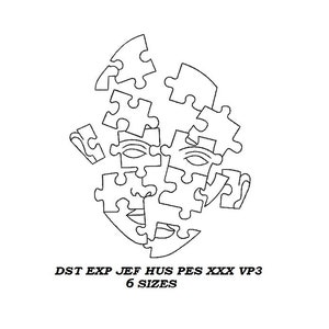 Face Puzzle Embroidery Design - 6 sizes - Chaos embroidery pattern, digital file