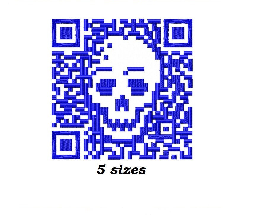 Skull Qrcode Embroidery Design 5 SIZES QR Stitch Embroidery Pattern Etsy