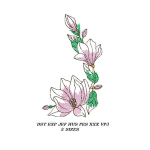 Watercolor Magnolia Machine embroidery design - 3 sizes - Flower embroidery Instant download, digital File
