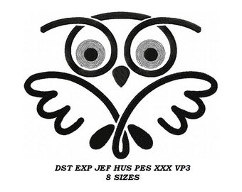 Owl Embroidery Design - 8 sizes - Owl embroidery pattern Instant Downloadable, digital file