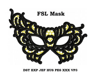 Machine embroidery design - Masquerade Mask embroidery Instant download, lace mask #7