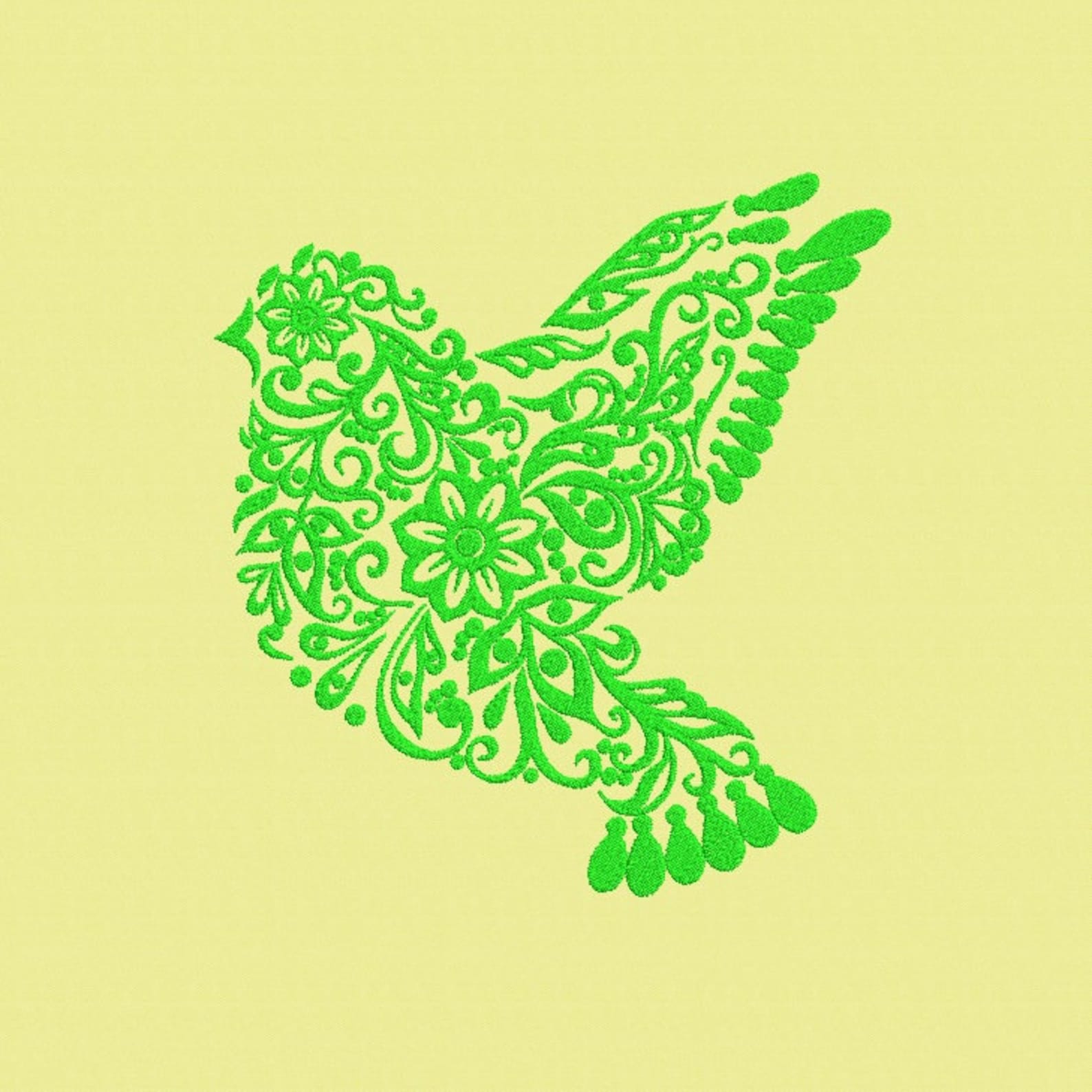 Bird Machine Embroidery Design - 3 Sizes - Floral Bird Embroidery ...
