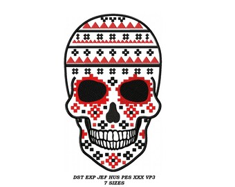 Ukrainian Sugar Skull Machine Embroidery Design - 7 sizes - embroidery pattern, digital file