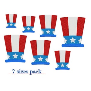 Patriotic Hat Embroidery Design - 7 SIZES - American Flag Embroidery Design, Independence Day, Patriotic Embroidery Designs, 4th July