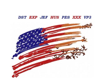 USA Flag Embroidery Machine Design - embroidery pattern Instant Downloadable