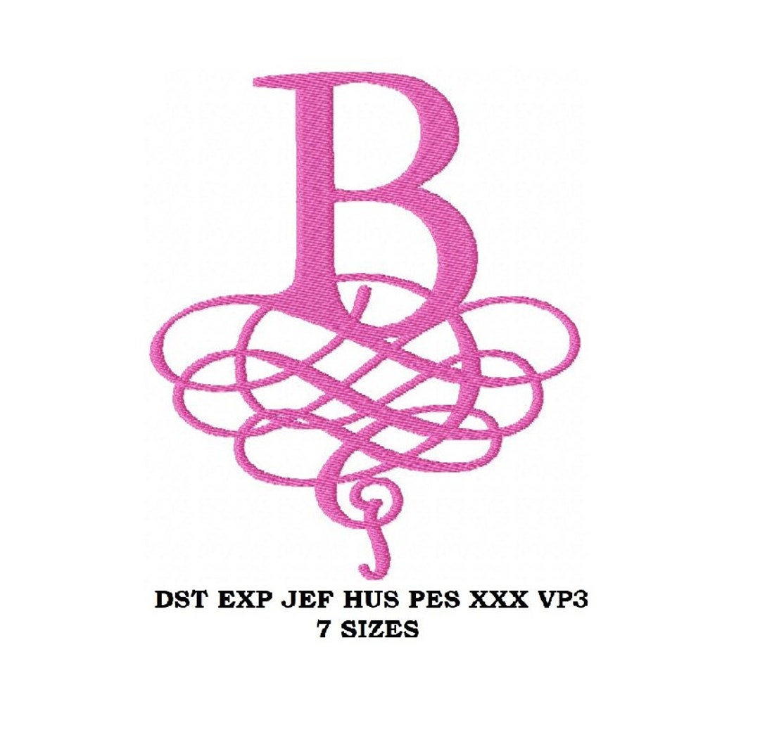Machine Embroidery LETTER B Uppercase - 7 SIZES - Alphabet Embroidery ...
