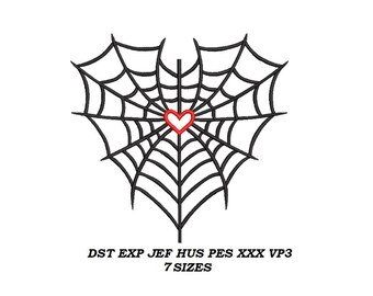 Heart in the web Machine Embroidery Design - 7 sizes - embroidery pattern