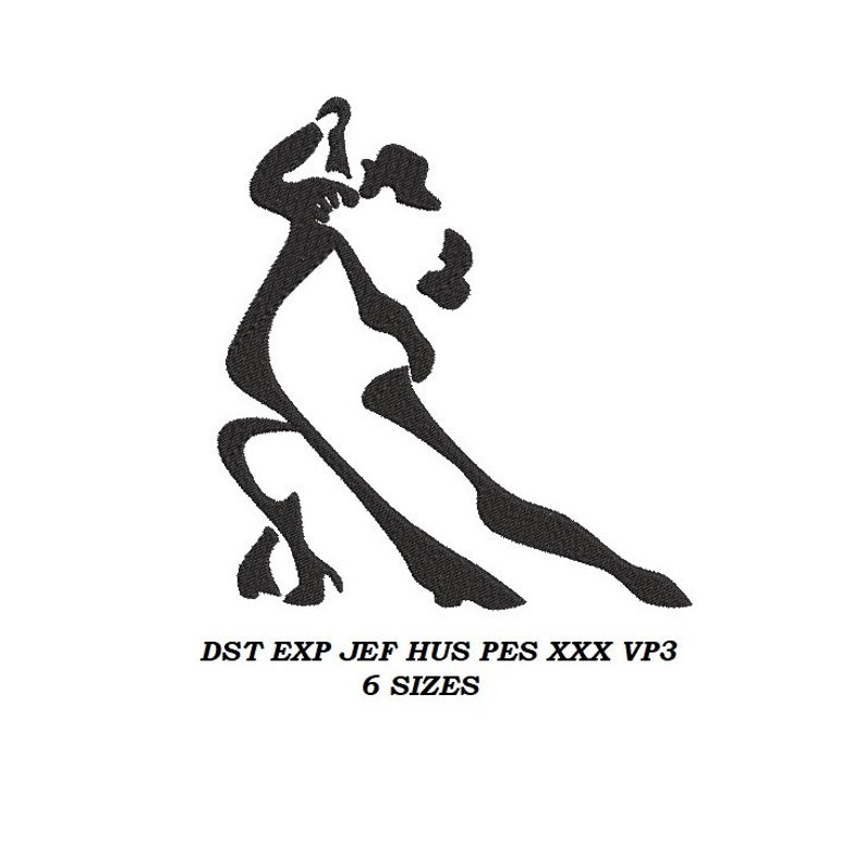 Dancing Tango Embroidery Design - 6 Sizes - Tango embroidery pattern, instant downloadable file image 1