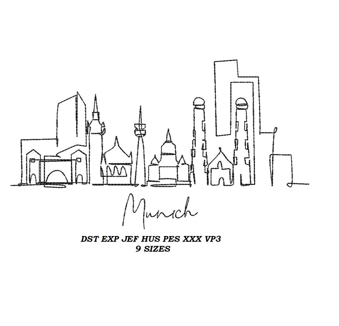 Munich Embroidery Design 9 Sizes One Line Embroidery Etsy