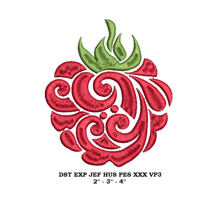 Raspberry Machine Embroidery Design - 3 Sizes - Berries Embroidery ...