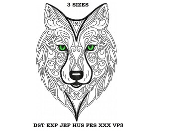 Wolf Embroidery Design01 - contour stitch embroidery pattern, line art