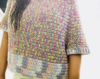 Crochet Sweater Pattern Pdf, instruction for size  M/L, top down sweater, seamless sweater