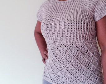 Crochet Pattern Pdf,  Marquise Top, Instruction for Size S, M, L, XL, Top down, Seamless, more round for long sleeves sweater