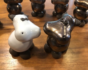 Glazed ceramic hippopotamus, earthenware sculpture