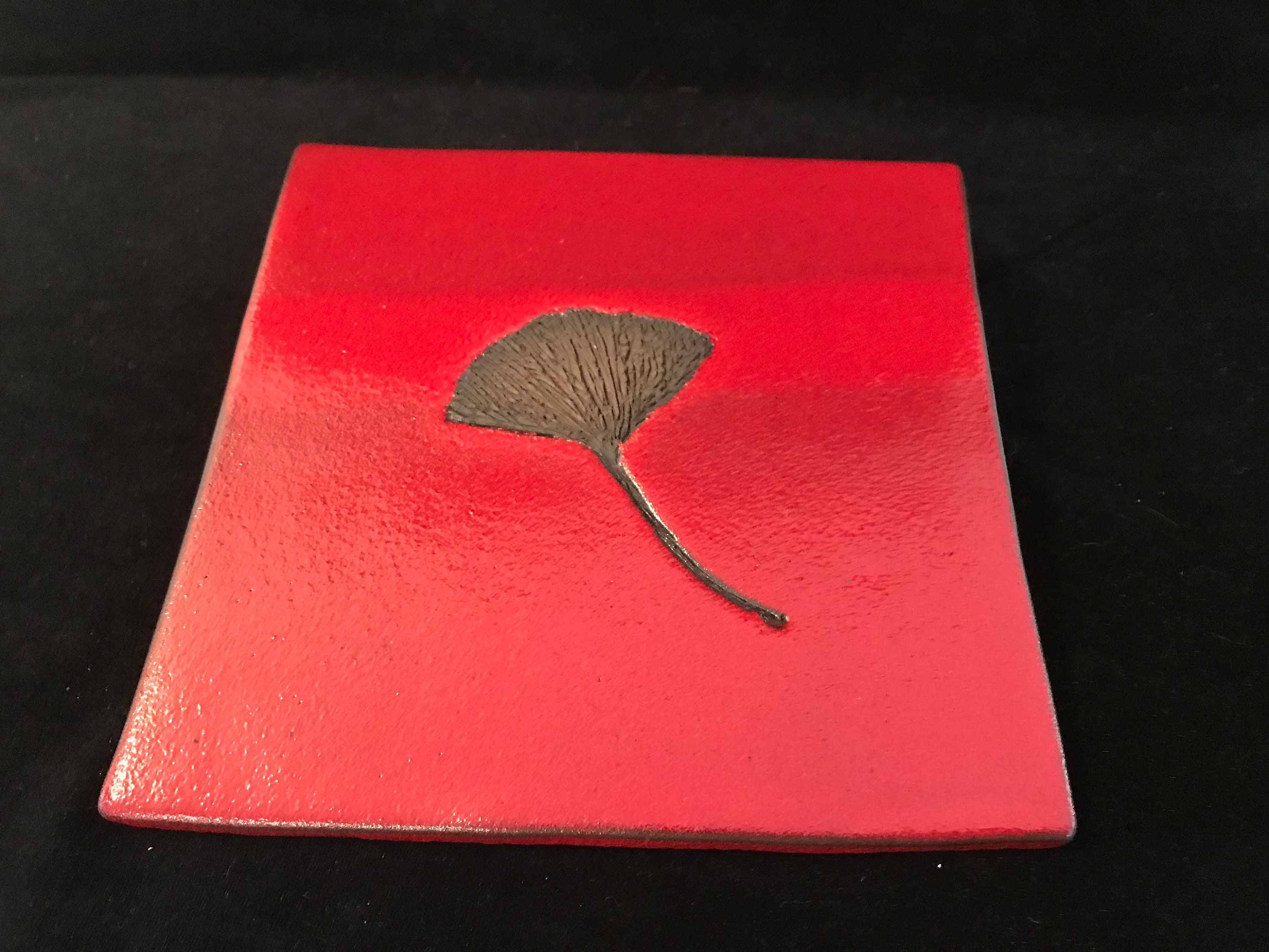 Plat Pour Petits Fours, Desserts, Dessous de Plat ou Gateaux Carré Décoratif en Céramique Noire et É