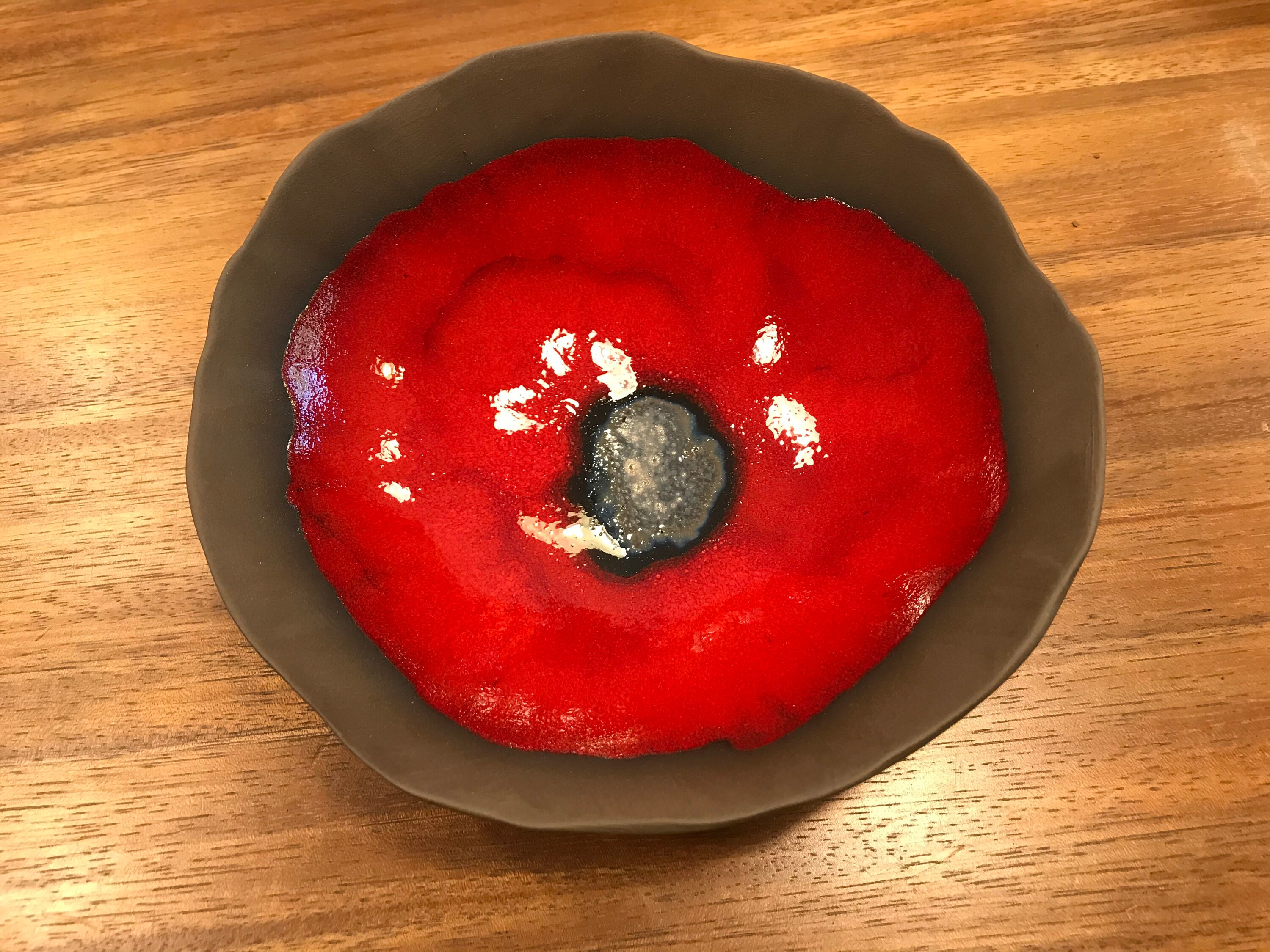 Coupelle Coquelicot en Céramique Noire et Rouge