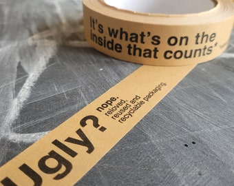 Ugly? nope. reused, reloved & recycled. 25mm x 50m typographical paper packing tape | Helvetica