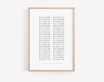 Have you tried turning it off and on again print | binary code | A4 print | minimalist | secret message|