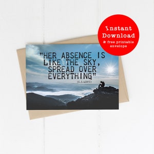Son absence est comme le ciel, répartie sur tout | carte de condoléances | Carte de téléchargement instantané | deuil | C S Lewis