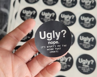 Ugly? nope. reused packaging paper stickers 30 x 37mm