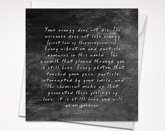 Atheist sympathy card | your energy does not die | empathy card