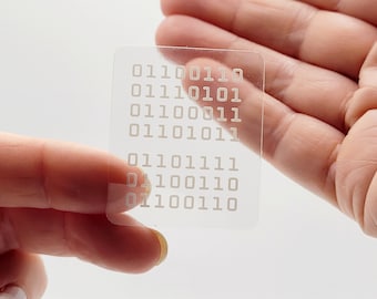 Sweary binary code stickers | white on transparent | laptop sticker | fuck