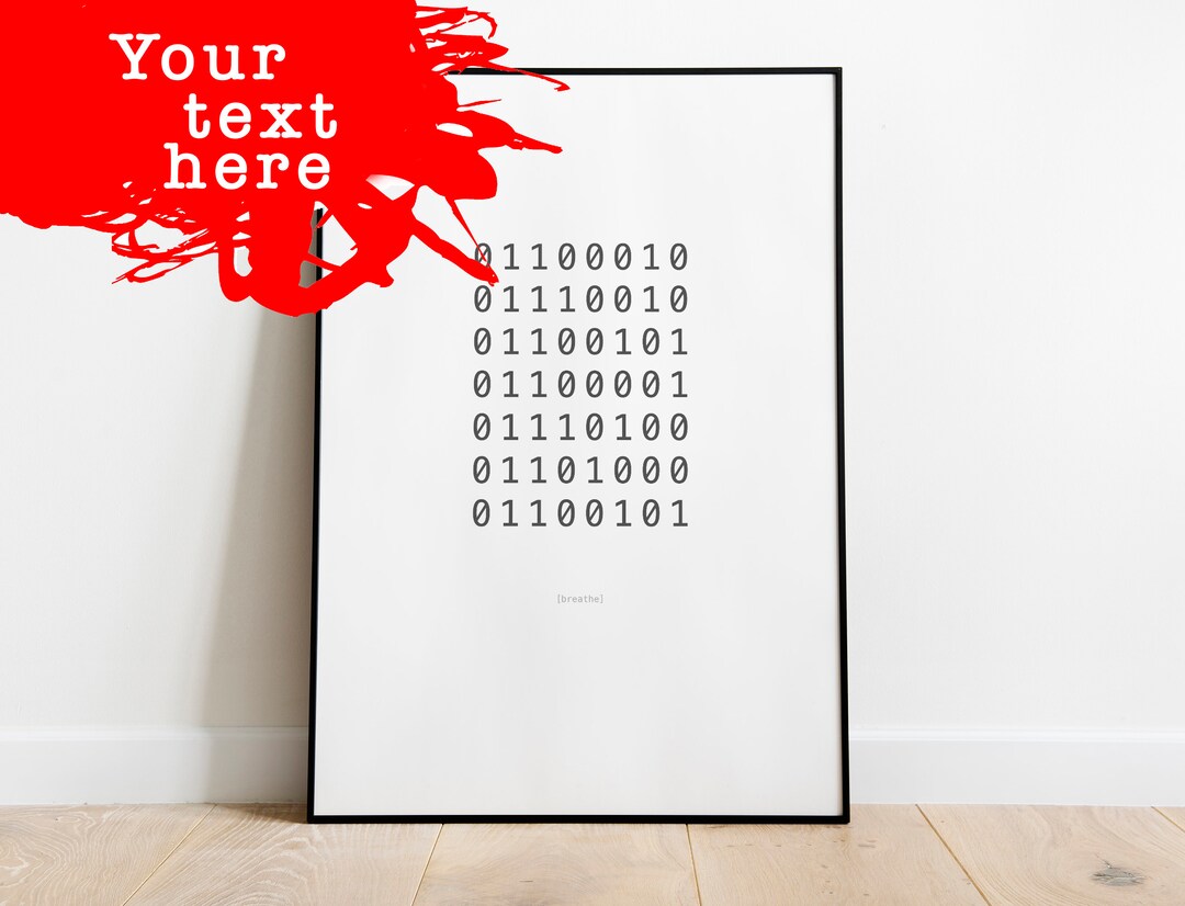 CUSTOM Binary Code Wall Art | Your Quote Here | Minimalist ...
