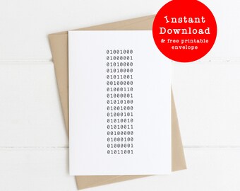 Fijne Vaderdag | Kaart direct downloaden | nerd | geheime boodschap | verrassing | binaire code
