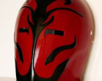 Red Temple Guard mask. Jedi Temple Mask Helmet. Red with black Jedi mask. Weathered cosplay prop,Cosplay mask.Men's gift. polyurethane resin
