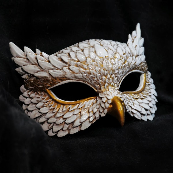 Owl Mask – Handcrafted Fantasy Carnival Mask, Feather Owl Mask, Masquerade Costume, Cosplay Accessory, Venetian Style Mask, cosplay,