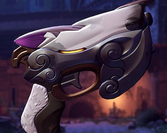 DVa Shin-Ryeong Gun, Prop Replica 1:1 Weathered cosplay prop, weapon. Big Cosplay pistol. gift