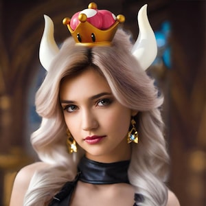 Bowsette Crown. Headband Princess Bowsette. Halloween cosplay. Inspired by The Super Mario Bros. Weathered cosplay prop, Cosplay headgear.