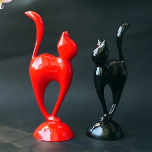 ORIGINAL Black and red cats. Sculpture. home decor. 3d printed, room decor. 3D animal set. gift. Art Decorations. minimalism image 1