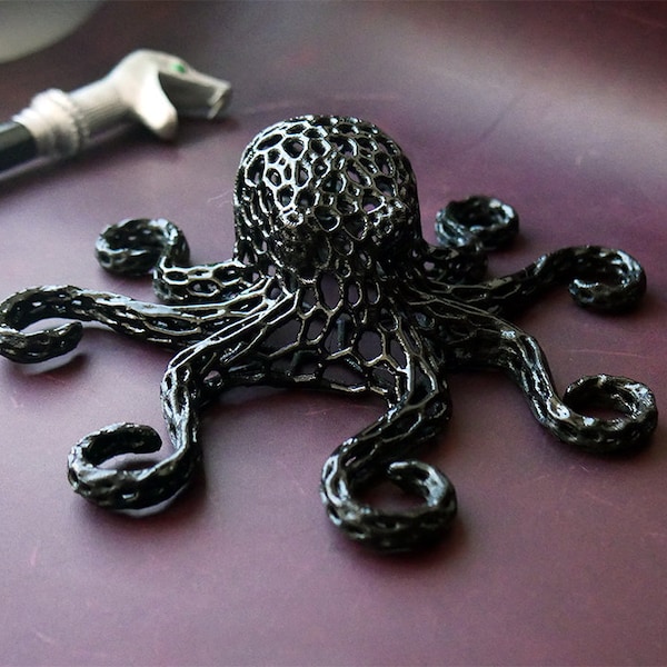 Black (golden) Octopus. 3d Printed Kraken, room decor. 3D Animal. Open-work Sculpture. 3D Wall Decor.