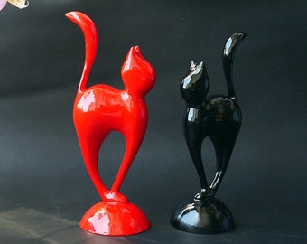 ORIGINAL Black and red cats. Sculpture. home decor. 3d printed, room decor. 3D animal set. gift. Art Decorations. minimalism