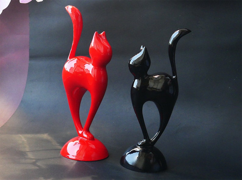 ORIGINAL Black and red cats. Sculpture. home decor. 3d printed, room decor. 3D animal set. gift. Art Decorations. minimalism image 8