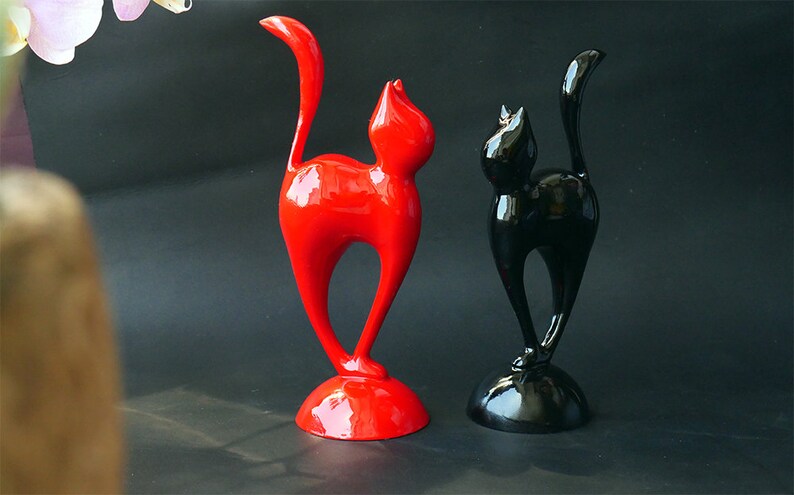 ORIGINAL Black and red cats. Sculpture. home decor. 3d printed, room decor. 3D animal set. gift. Art Decorations. minimalism image 4