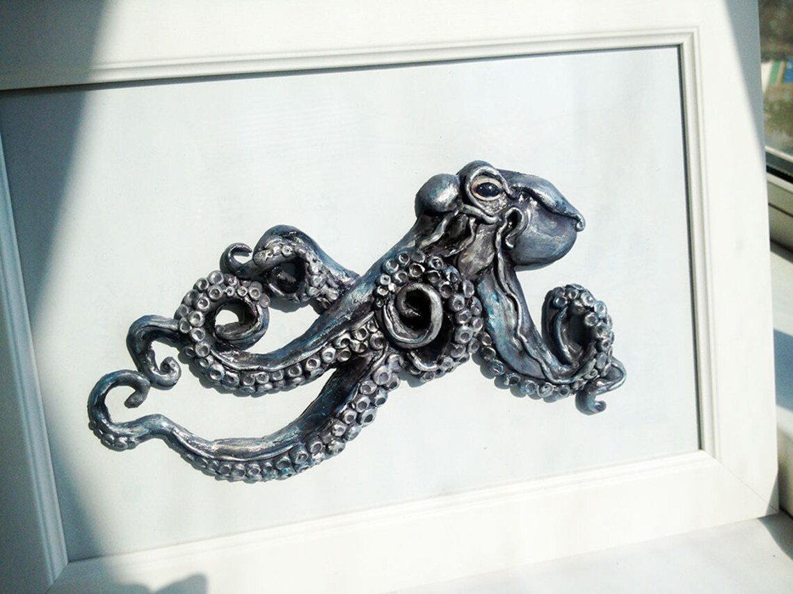 Silver Octopus. Nursery decor. Children's room decor. Baby Etsy