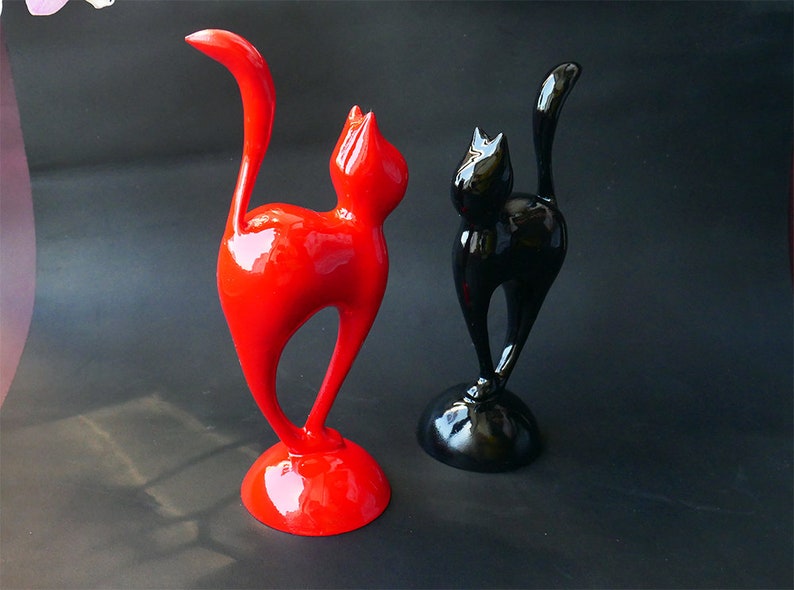 ORIGINAL Black and red cats. Sculpture. home decor. 3d printed, room decor. 3D animal set. gift. Art Decorations. minimalism image 5