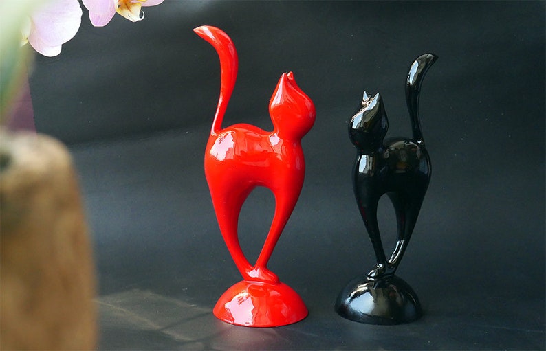 ORIGINAL Black and red cats. Sculpture. home decor. 3d printed, room decor. 3D animal set. gift. Art Decorations. minimalism image 1