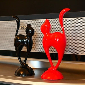 ORIGINAL Black and red cats. Sculpture. home decor. 3d printed, room decor. 3D animal set. gift. Art Decorations. minimalism image 2