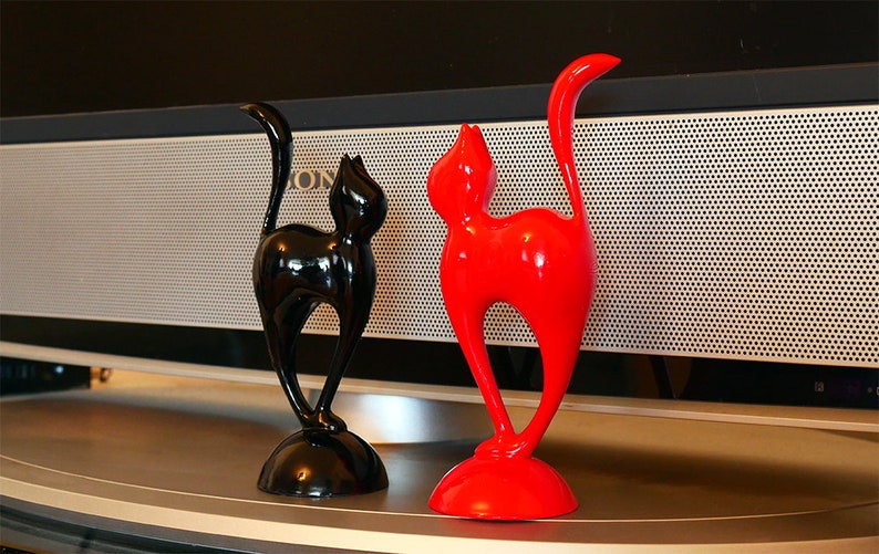 ORIGINAL Black and red cats. Sculpture. home decor. 3d printed, room decor. 3D animal set. gift. Art Decorations. minimalism image 2