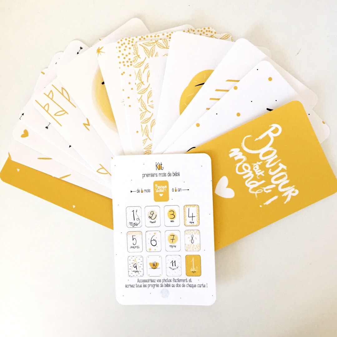 Baby First Months Photo Kit, Cards, Mustard, Illustration, Child, Baby Steps, Gifts, Birth Etsy